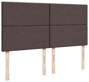 vidaXL Κρεβάτι Boxspring με Στρώμα Σκούρο Καφέ 200x200 εκ. Υφασμάτινο
