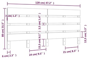 Κεφαλάρι Κρεβατιού Λευκό 120 x 3 x 80 εκ. από Μασίφ Ξύλο Πεύκου - Λευκό