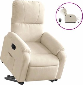 vidaXL Πολυθρόνα Ηλεκ. Ανακλινόμενη Ανύψωση Μπεζ Ύφασμα Μικροϊνών