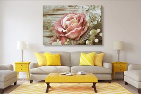 Εικόνα ροζ vintage τριαντάφυλλο - 90x60