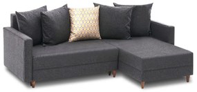 Γωνιακός καναπές - κρεβάτι Aydam Megapap δεξιά γωνία υφασμάτινος με αποθηκευτικό χώρο χρώμα ανθρακί 215x150x80εκ. - Ύφασμα - PRGP043-0023,1