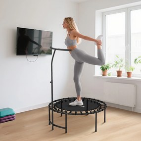 Rebounder Trampoline 5 Level Adjustable Handle Workout Trampoline Black