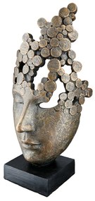 ΓΛΥΠΤΟ "FEMALE MASK" FACE MOTIF ΠΟΛΥΡΕΖΙΝΗ ΜΠΡΟΥΝΤΖΙΝΟ PU 15X10X31.5CM