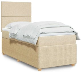 vidaXL Κρεβάτι Boxspring με Στρώμα Κρεμ 100 x 200 εκ. Υφασμάτινο