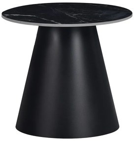 Intrahome Βοηθητικό τραπέζι Fabrin intrahome μαύρο μαρμάρου sintered stone-μαύρο μέταλλο Φ50x46εκ | SKU: INTRAPA-130111379