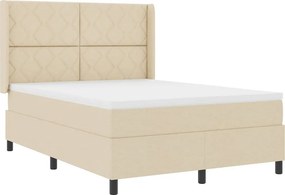 vidaXL LED Κρεβάτι με βάθρο με κεφαλάρι Κρεμ 140 x 200 cm ύφασμα