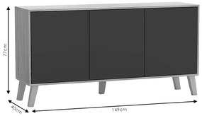 Μπουφές Billie pakoworld sonoma-γκρι 149x40x77εκ