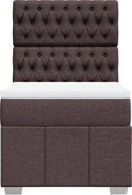 vidaXL Κρεβάτι Boxspring με Στρώμα Σκούρο Καφέ 100x200 εκ. Υφασμάτινο