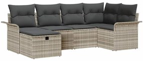 vidaXL Σετ Καναπέ Κήπου με μαξιλάρι 6 pcs Ανοιχτό γκρι Πολυ ράταν