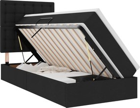 vidaXL LED Κρεβάτι αποθήκευσης με στρώμα Μαύρο 90 x 200 cm Ύφασμα