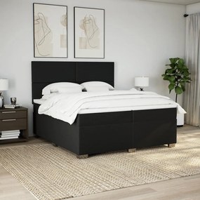 Κρεβάτι Boxspring με Στρώμα Μαύρο 200x200 εκ. Υφασμάτινο - Μαύρο