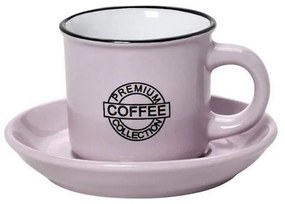 Φλυτζάνι &amp; Πιάτο Σετ 6 τμχ Coffee Espresso 90mlHun305K12 Φ6,3cm Pink Espiel Κεραμικό