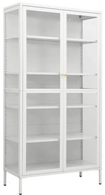 vidaXL Ντουλάπα Βιτρίνας Λευκή 90 x 40 x 180 εκ. Ατσάλι / Ψημένο Γυαλί