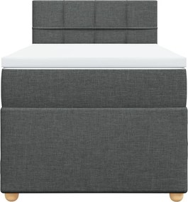 vidaXL Κρεβάτι Boxspring με Στρώμα Σκούρο Γκρι 90x200 εκ. Υφασμάτινο