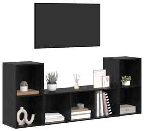 vidaXL Ντουλάπι TV 3 pcs Μαύρο 107 x 35 x 37 cm Επεξεργασμένο ξύλο