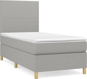 vidaXL Κρεβάτι Boxspring με Στρώμα Ανοιχτό Γκρι 80x200 εκ. Υφασμάτινο