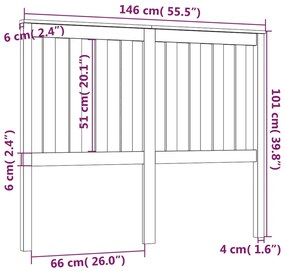 vidaXL Κεφαλάρι Κρεβατιού Γκρι 146x6x101 εκ. από Μασίφ Ξύλο Πεύκου