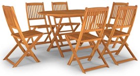 vidaXL Σετ Τραπεζαρίας Κήπου 7 Τεμαχίων από Μασίφ Ξύλο Ακακίας