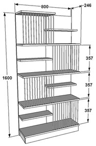 Βιβλιοθήκη Gassim μαύρο-καρυδί-λευκό 80x26.4x160εκ