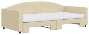 Καναπές Κρεβάτι Συρόμενος Κρεμ 100x200 εκ. Υφασμάτινος Στρώματα - Κρεμ
