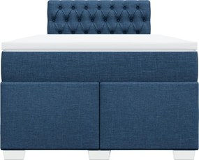 vidaXL Κρεβάτι Boxspring με Στρώμα Μπλε 120x190 εκ. Υφασμάτινο