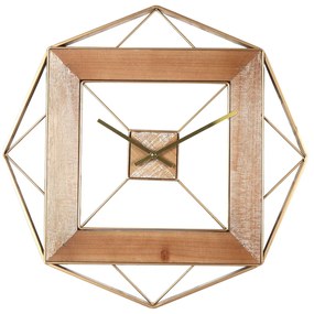 Ρολόι Τοίχου ArteLibre Χρυσό/Φυσικό Μέταλλο/MDF 51x51x4.5cm-14700007