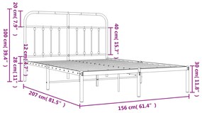 ΠΛΑΙΣΙΟ ΚΡΕΒΑΤΙΟΥ ΜΕ ΚΕΦΑΛΑΡΙ ΛΕΥΚΟ 150 X 200 ΕΚ. ΜΕΤΑΛΛΙΚΟ 352629