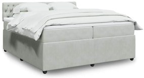 vidaXL Κρεβάτι Boxspring με Στρώμα Ανοιχτό Γκρι 200x200 εκ. Βελούδινο