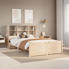 vidaXL Κρεβάτι Βιβλιοθήκη Χωρίς Στρώμα 135x190 εκ Μασίφ Ξύλο Πεύκου