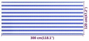 Διαχωριστικό Βεράντας Μπλε / Λευκό 120x300 εκ. από HDPE - Πολύχρωμο