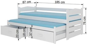 Παιδικό Κρεβάτι Camaro-Leuko Fusiko-180 x 80-Χωρίς προστατευτικό