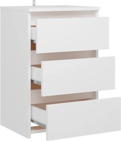 vidaXL Κομοδίνο Λευκό 40 x 35 x 62,5 εκ. από Επεξ. Ξύλο