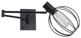 Φωτιστικό Τοίχου - Απλίκα SE21-BL-52-GR2 ADEPT WALL LAMP Black Wall Lamp with Switcher and Black Metal Grid+ - 77-8382 - 51W - 100W - 77-8382