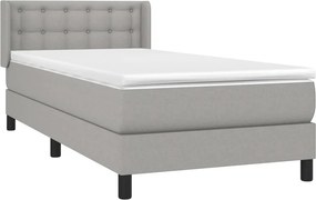vidaXL Κρεβάτι Boxspring με Στρώμα Ανοιχτό Γκρι 100x200 εκ. Υφασμάτινο