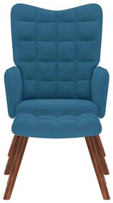 vidaXL Πολυθρόνα Relax Μπλε Βελούδινη με Σκαμπό