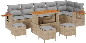 vidaXL Σετ Καναπέ Κήπου 10 pcs Μπεζ συνθετικό ρατάν
