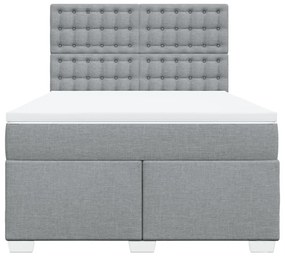 vidaXL Κρεβάτι Boxspring με Στρώμα Ανοιχτό Γκρι 140x190 εκ. Υφασμάτινο