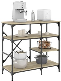 vidaXL Ραφιέρα Κουζίνας Sonoma Δρυς 90x40x84 εκ. Επ. Ξύλο & Μέταλλο