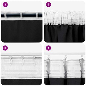 vidaXL Κουρτίνες με κουρτίνες 2 pcs Μαύρο Πολυεστέρας