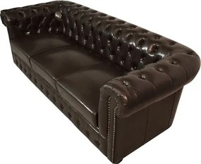 ΚΑΝΑΠΕΣ 3ΘΕΣΙΟΣ T.CHESTERFIELD HM3009.01 ΤΕΧΝΟΔΕΡΜΑ ΣΚΟΥΡΟ ΚΑΦΕ 208x90x73Υ εκ.