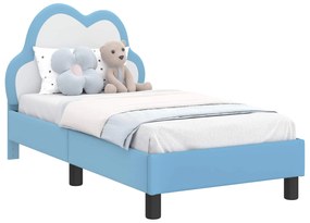 vidaXL Κρεβατική βάση για παιδιά με προσκέφαλο Μπλε 70 x 140 cm PU