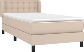 vidaXL Κρεβάτι Boxspring με Στρώμα Καπουτσίνο 90x200εκ.από Συνθ. Δέρμα