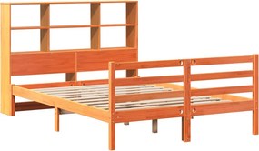 vidaXL Κρεβάτι Βιβλιοθήκη Χωρίς Στρώμα Καφέ 150x200 εκ Μασίφ Πεύκο