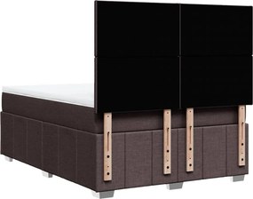 vidaXL Κρεβάτι Boxspring με Στρώμα Σκούρο Καφέ 140x190 εκ. Υφασμάτινο