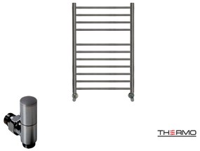 Thermo BELLAVIA Θερμαινόμενη πετσετοκρεμάστρα από ανοξείδωτο χάλυβα με υδραυλική λειτουργία, 75x50cm Black Brushed PVD