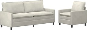 vidaXL Σετ Καναπέ 2 pcs Κρεμ Βελούδο