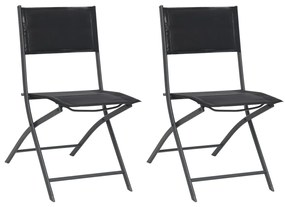 313082 vidaXL Καρέκλες Εξωτερικού Χώρου Πτυσσόμενες 2 τεμ. Ατσάλι/Textilene Μαύρο, 1 Τεμάχιο