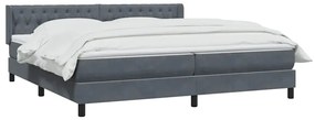 Κρεβάτι Boxspring με Στρώμα Σκούρο Γκρι 180x210 εκ. Βελούδινο - Γκρι