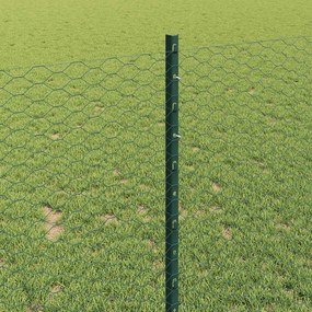 vidaXL Εξωτερική εξάγωνη περίφραξη με στήλη 10 x 1 m Πράσινο Δίχτυ