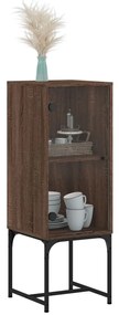 vidaXL Βοηθητικό Ντουλάπι Καφέ Δρυς 35x37x100 εκ. Γυάλινες Πόρτες